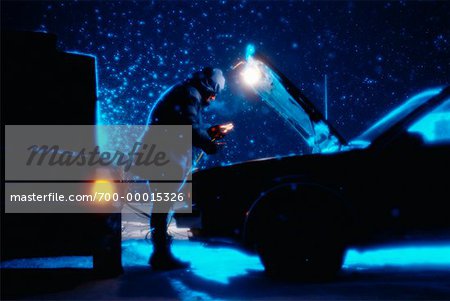 Boosting Car Battery in Winter at Night