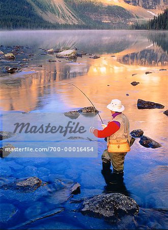 Fly Fishing, Shadow Lake Banff National Park Alberta, Canada - Stock Photo  - Masterfile - Rights-Managed, Artist: Daryl Benson, Code: 700-00016454