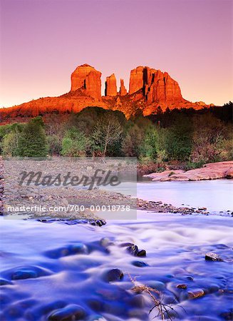 Sunset Cathedral Rock Oak Creek Near Sedona, Arizona, USA