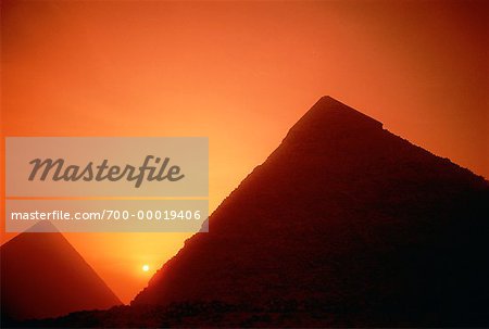 Silhouette of Pyramids at Sunset Giza, Egypt