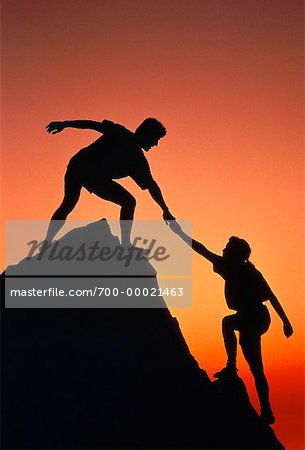 mountain climbers silhouette