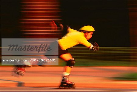 Blurred View of Man In-Line Skating