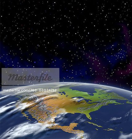 Globe in Starry Sky North America