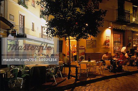 Outdoor Cafe Santa Cruz Quarter Seville Spain Stock Photo