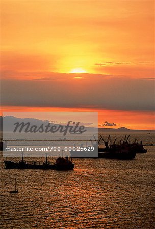 Ships in Manila Bay at Sunset Manila, Philippines