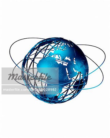 Wire Globe with Rings North and South America