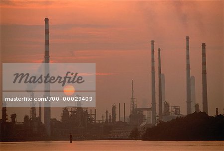Oil and Chemical Refinery at Sunset, Singapore