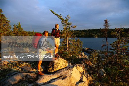 Couple Hiking Temagami, Ontario, Canada