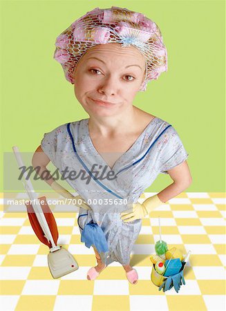 Portrait of Woman with Cleaning Supplies