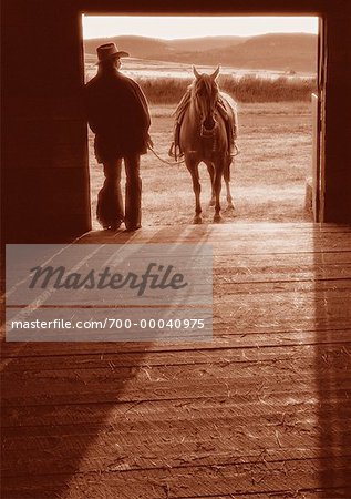 Man and Horse, Douglas Lake Ranch British Columbia, Canada