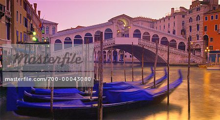 Gondolas in Ponte di Rialto Venice, Italy