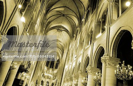 Interior of Notre Dame Cathedral Paris, France