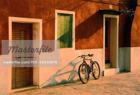 Bicycle in Front of House Island of Burano Venetian Lagoon, Italy