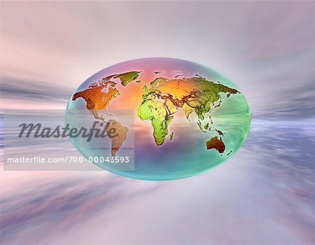 World Map on Oval Globe