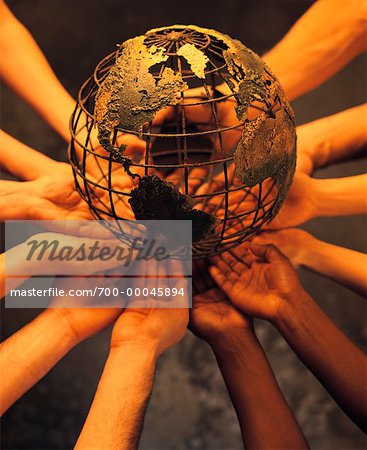 Circle of Hands Holding Wire Globe