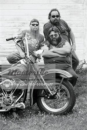 Portrait of Bikers with Motorcycle Marmora, Ontario, Canada