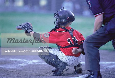 Little League baseball batter, catcher, and umpire lined up for  pitch-Victoria, British Columbia, Canada Stock Photo - Alamy