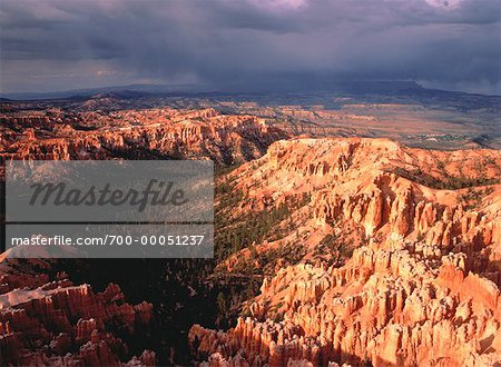 Aerial View of Hoodoos and Clouds Bryce Canyon National Park Badlands, Utah, USA