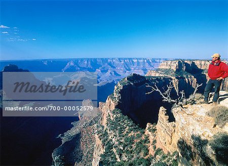 Man Hiking Grand Canyon National Park Cape Royal, Arizona, USA