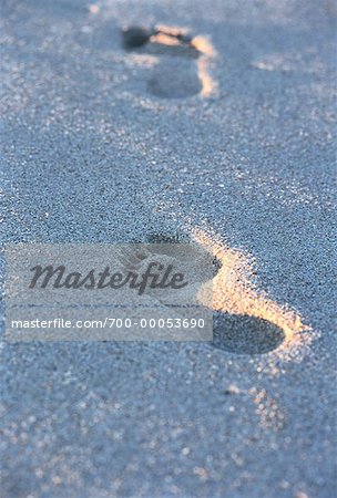 Close-Up of Footprints in Sand