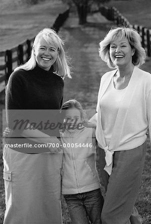 Portrait of Grandmother, Mother And Daughter Outdoors