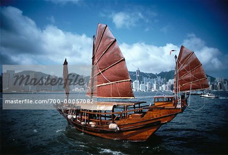 Chinese Junk in Harbor Hong Kong