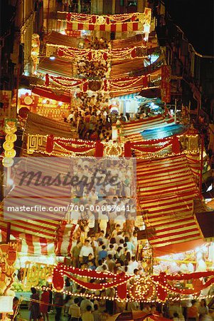 Overview of Chinese New Year's Celebration on Street, Singapore