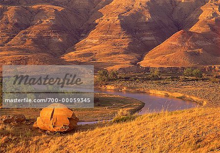 Overview of Milk River and Rock Formations, near Aden, Alberta Canada