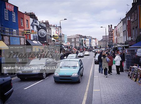 People Walking on Busy Street Camden Town, London, England