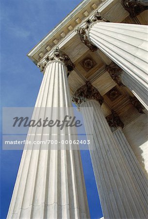 Looking Up at Columns at United States Supreme Court Washington, DC, USA