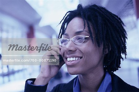 Businesswoman Using Cell Phone Smiling