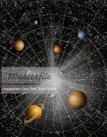 Planets and Grid in Space with Starburst