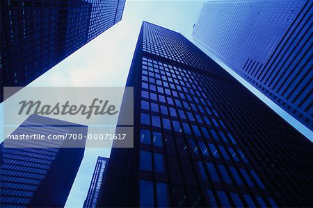 Looking Up at Office Towers and Sky, Toronto, Ontario, Canada