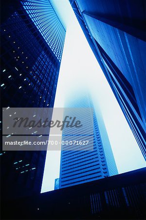 Looking Up at Office Towers and Sky, Toronto, Ontario, Canada