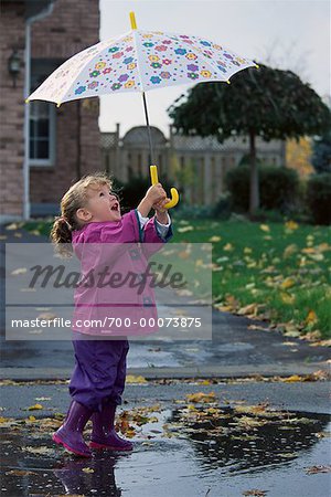 Girl Holding Umbrella in Rain Ajax, Ontario, Canada