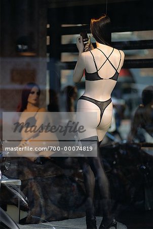 Mannequins Wearing Lingerie in Store Window, Amsterdam, Holland