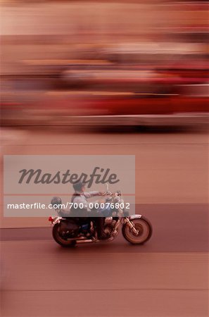 Man Riding Motorcycle on Road Toronto, Ontario, Canada