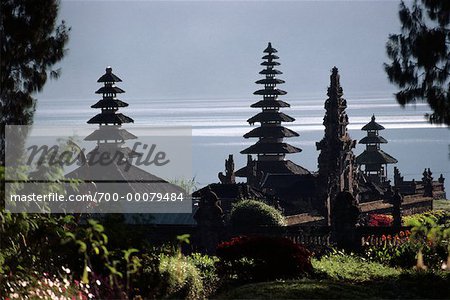 Candi Kuning Temple on Shore of Lake Bratan, near Bedugul Bali, Indonesia