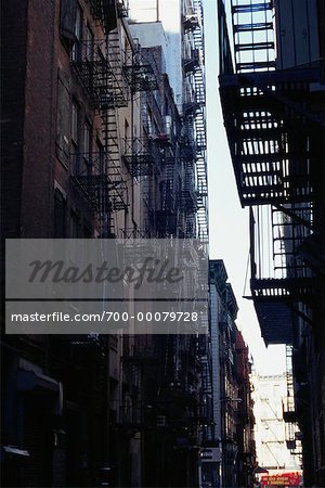 Buildings with Fire Escapes in Cortlandt Alley Tribeca, New York, USA