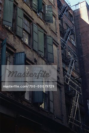 Building with Shuttered Windows And Fire Escapes, Cortlandt Alley Tribeca, New York, USA