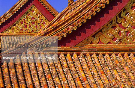 Close-Up of Temple Roofs Forbidden City, Beijing, China