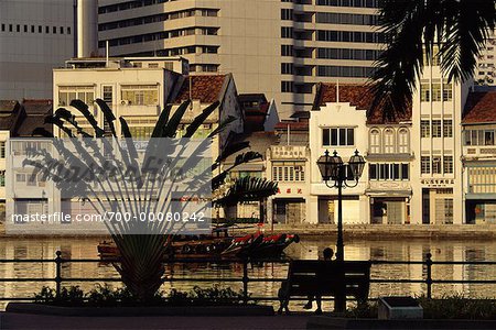 Shophouses at Boat Quay on Singapore River Singapore