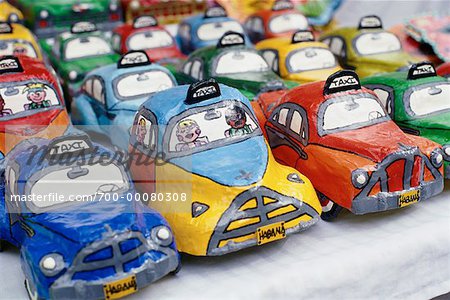 Papier-Mache Taxis in Art Market Havana, Cuba