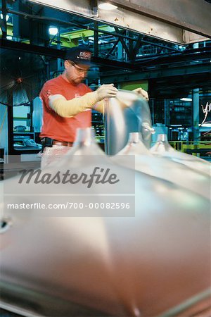 Worker Making Cathode Ray Tubes In Factory