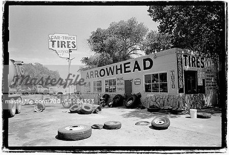 Tires on Ground at Service Station Nevada, USA