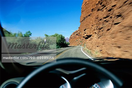 Free Photo  Front view of a road from driver seat
