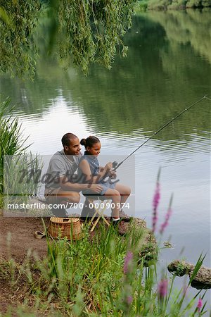 Father and Daughter Fishing - Stock Photo - Masterfile - Rights