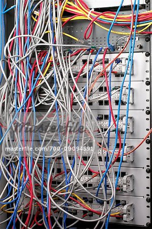 Tangled Cables in Server Room