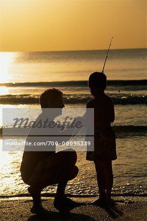Father and Son on Beach