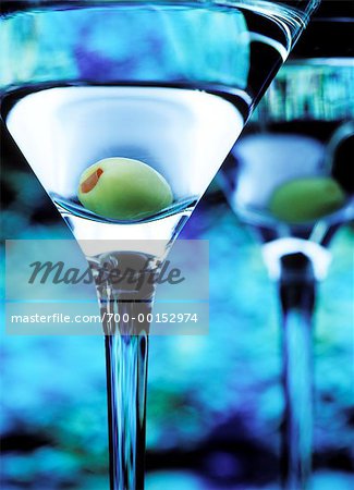 Close-up of Martini with Olive